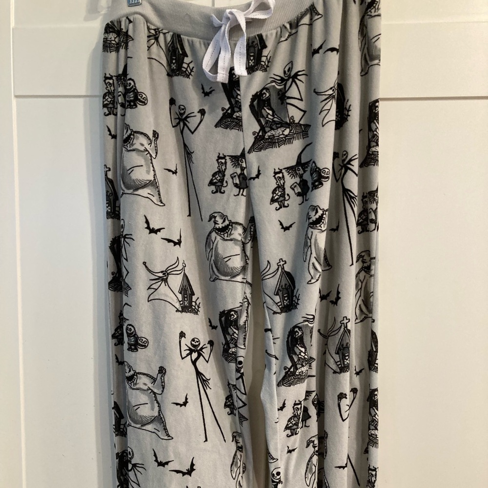 The Nightmare Before Christmas Pajama Pants Lounge Sleepwear Light Gray Black L